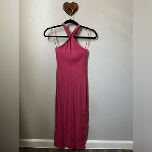Old Navy pink ribbed midi dress size xs